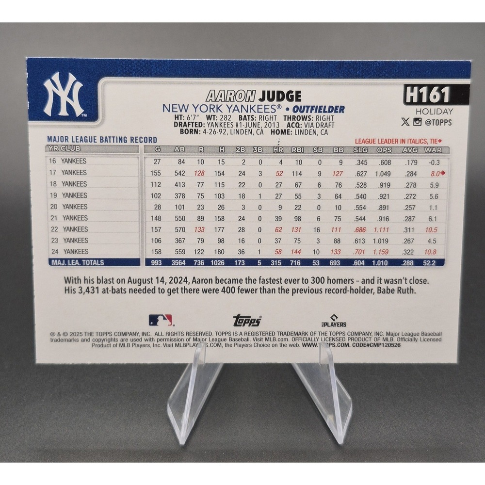 2025 Topps Holiday - Aaron Judge #H161 Holiday Silver Glitter - Picture 6 of 10